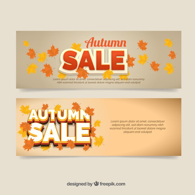 Autumnal banners in warm colors