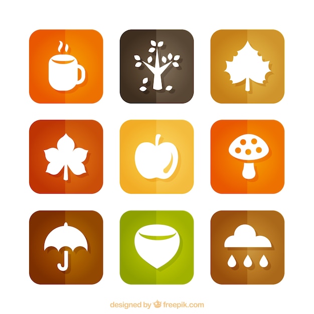 Free vector autumnal icons collection