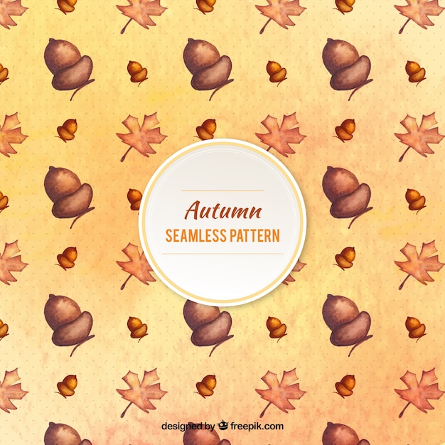 Free vector autumnal pattern with acorns and dry leaves