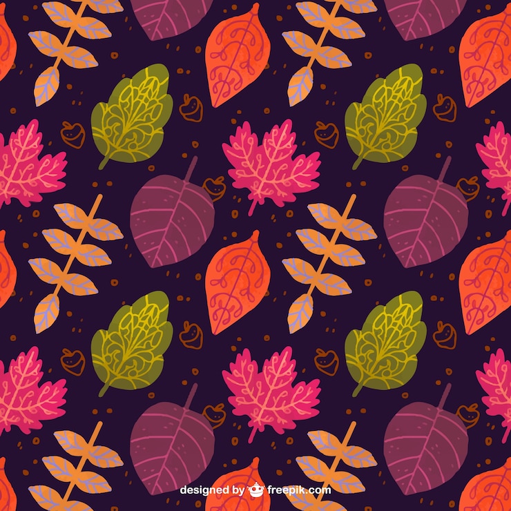 Free Vector autumnal pattern with colorful leaves