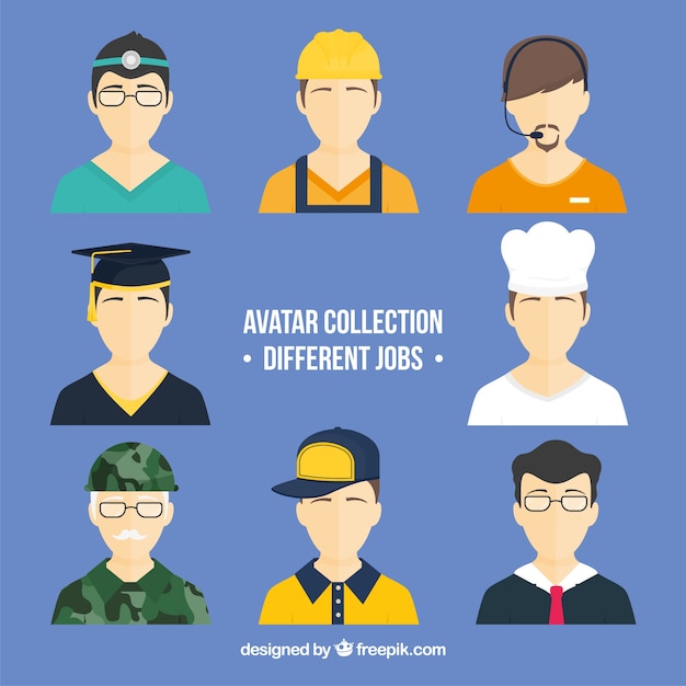 Free vector avatar collection with different jobs