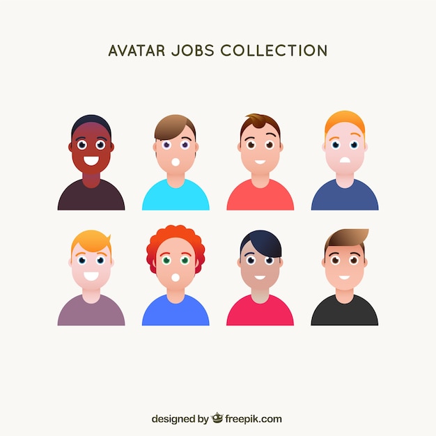 Free vector avatar collection with variety of smiley men