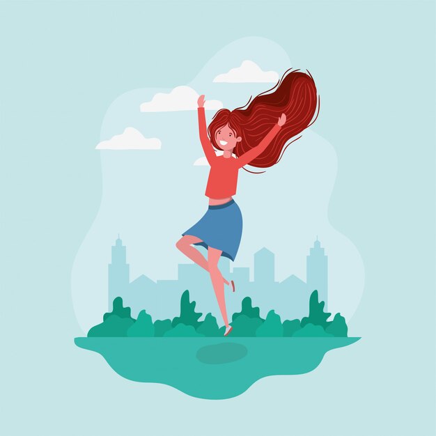 Аватар девушка прыгает в парке