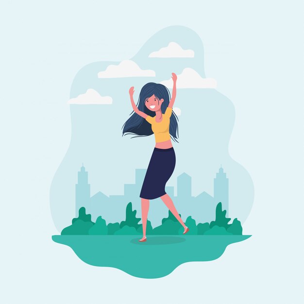 avatar girl jumping in the park