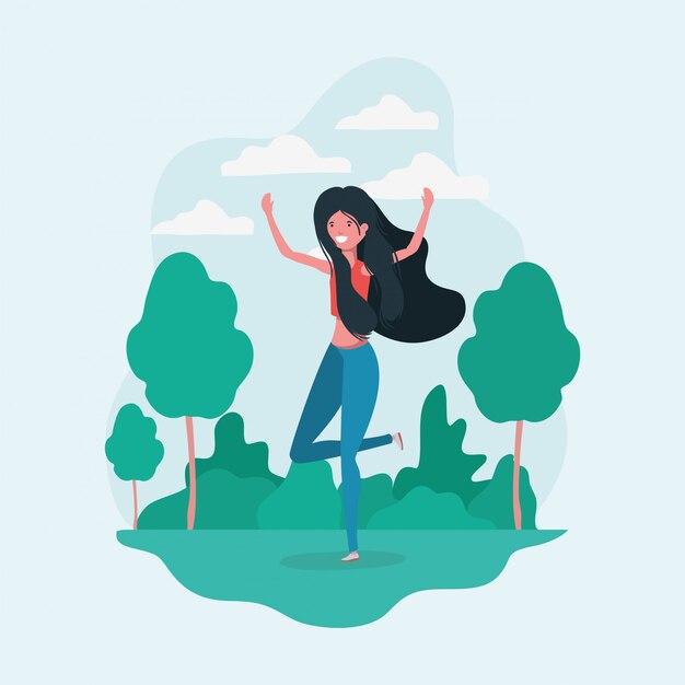 avatar girl jumping in the park