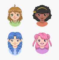 Free vector avatar set with girls portraits for profile in social media