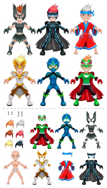 Free vector avatar superheroes set