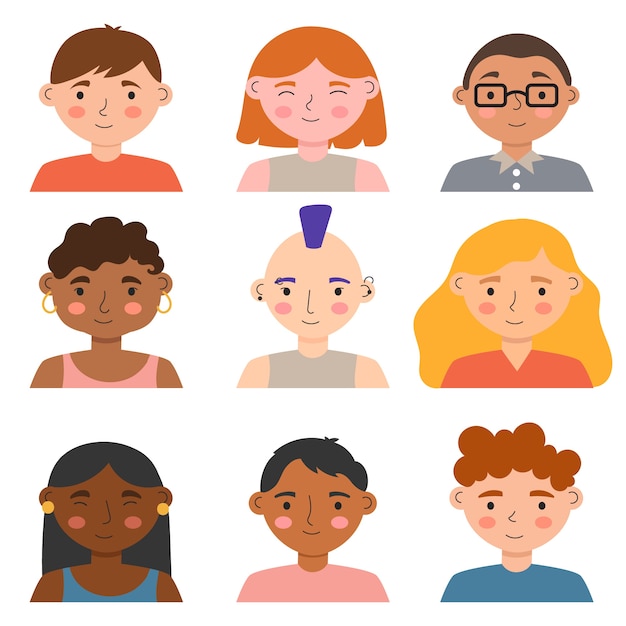 Vettore gratuito progettazione di avatar per persone diverse