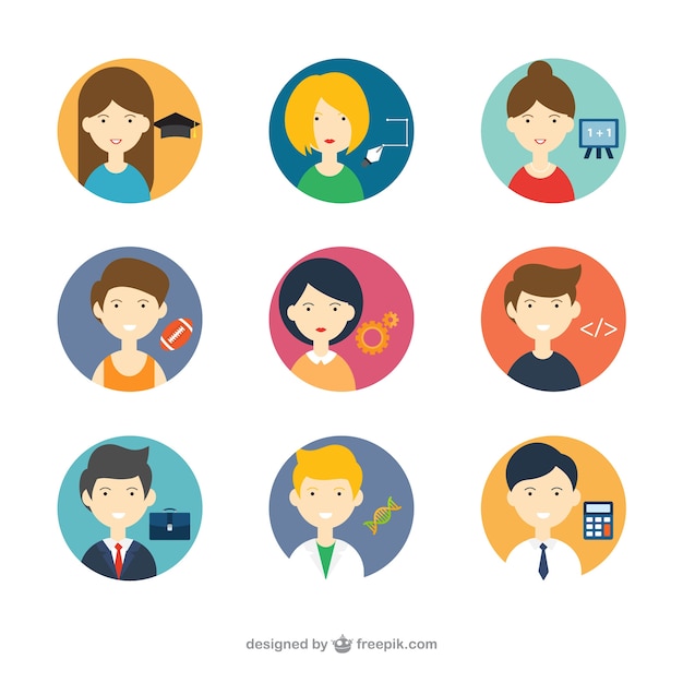 Vettore gratuito avatars con diverse professioni