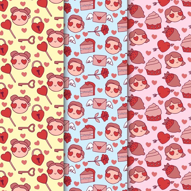 Avatars with heart shaped eyes valentine pattern