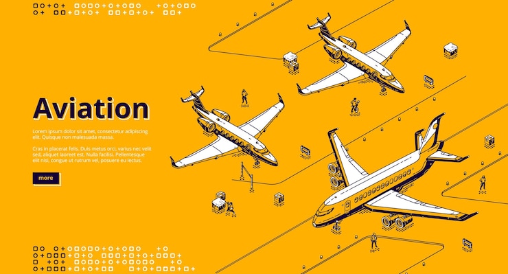Free Vector aviation isometric landing page.