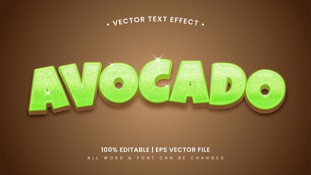 Avocado fruit 3d text style effect. editable illustrator text style.