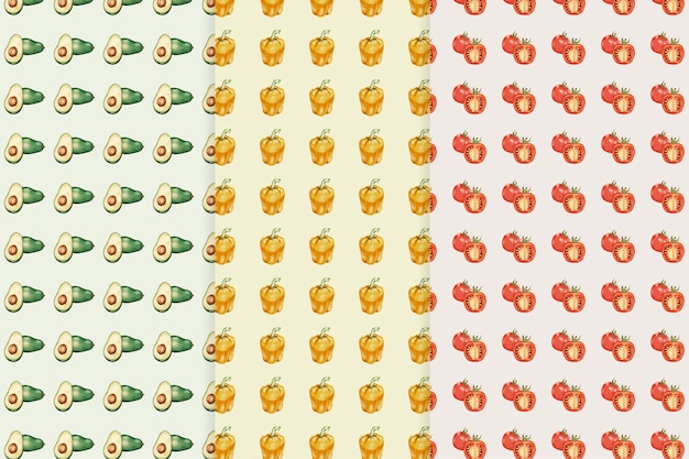 Avocado Pepper Tomato pattern vector