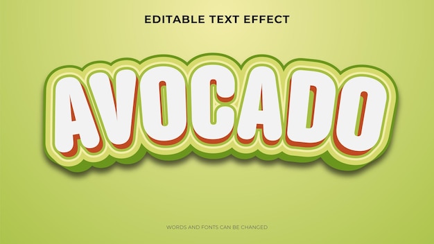 Free vector avocado text effect with 3d style