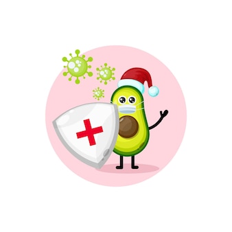 アボカドウイルスのクリスマスキャラクターかわいいロゴ