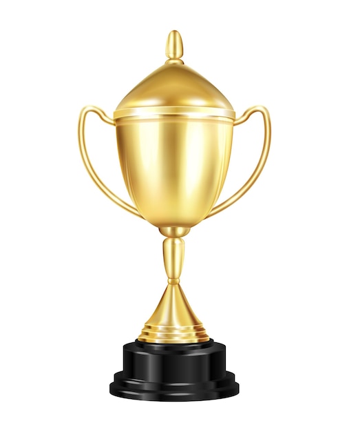 Бесплатное векторное изображение Наградная медаль реалистичная композиция с изолированным изображением золотого трофея на пустой векторной иллюстрации фона