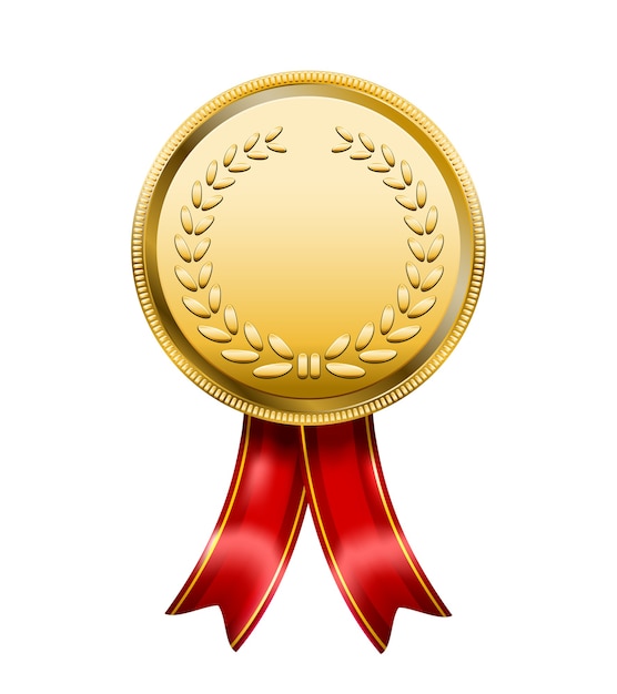 Наградная медаль с красной лентой