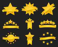 Free vector award ribbon with gold star. set of badge with star and ribbon, illustration golden star for award
