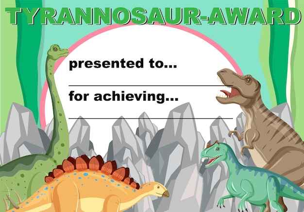 Free vector award template with dinosaurs in background