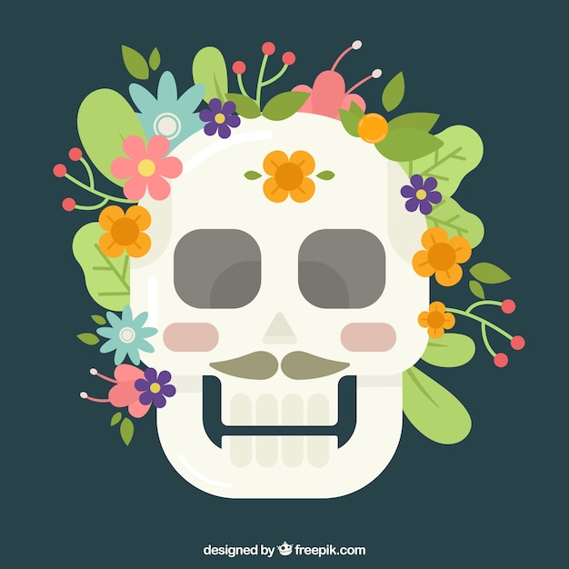 Free vector awesome background of floral skull