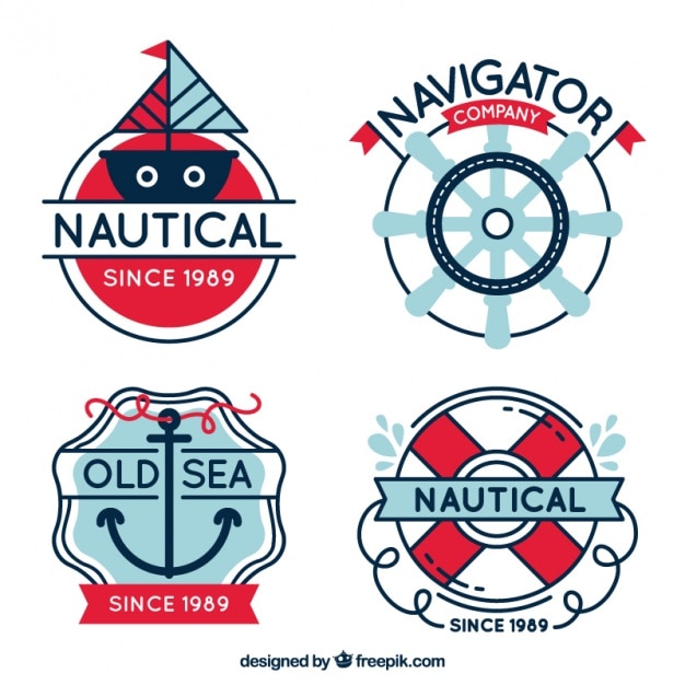 Free vector awesome badges with sailor items