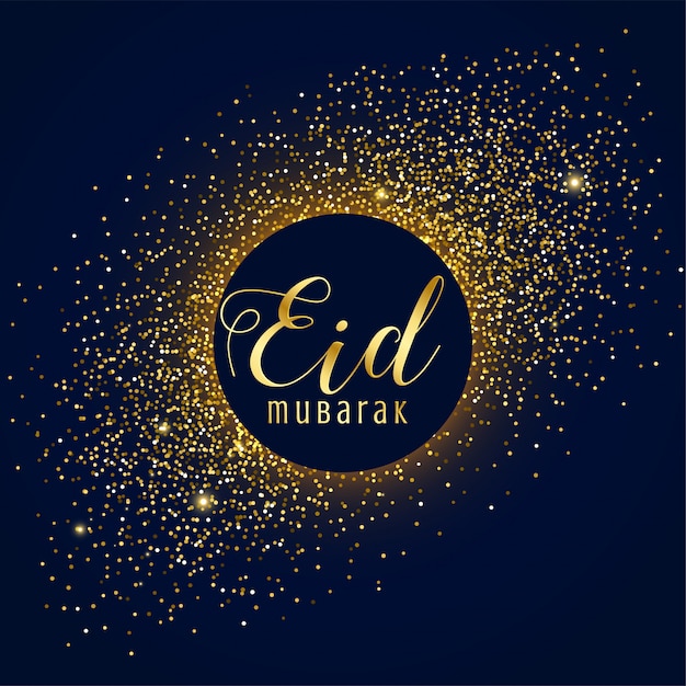 Awesome eid mubarak festival greeting with golden sparkles