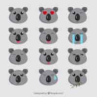 Free vector awesome emoji collection of cute koalas
