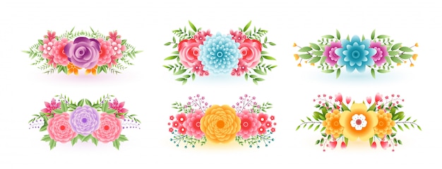 Free vector awesome floral flowers set for decoration purpose