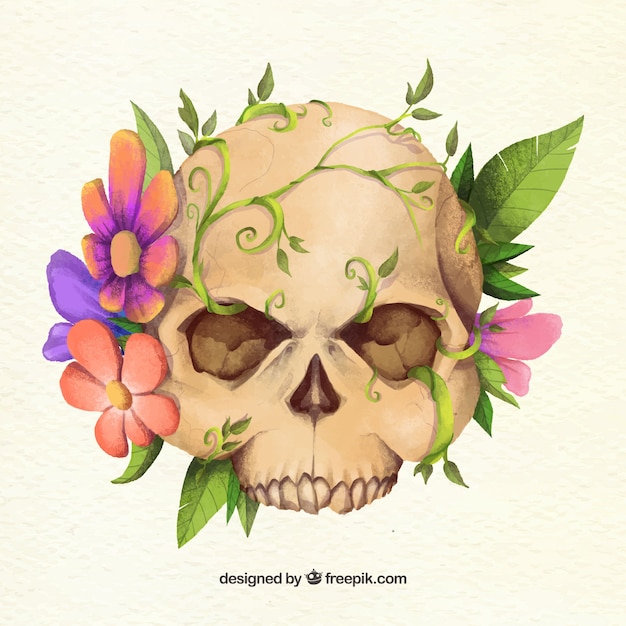 Free vector awesome floral skull