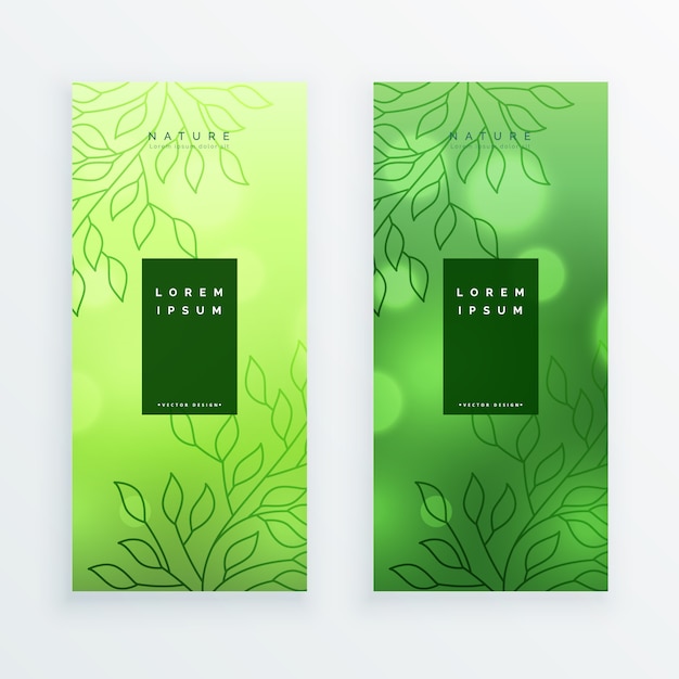 Free vector awesome green leaves vertical banners