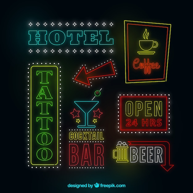 Free vector awesome neon lights signals