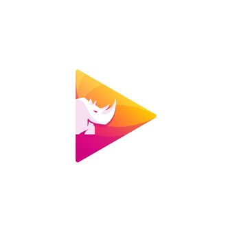 Awesome play rhino premium logo vector