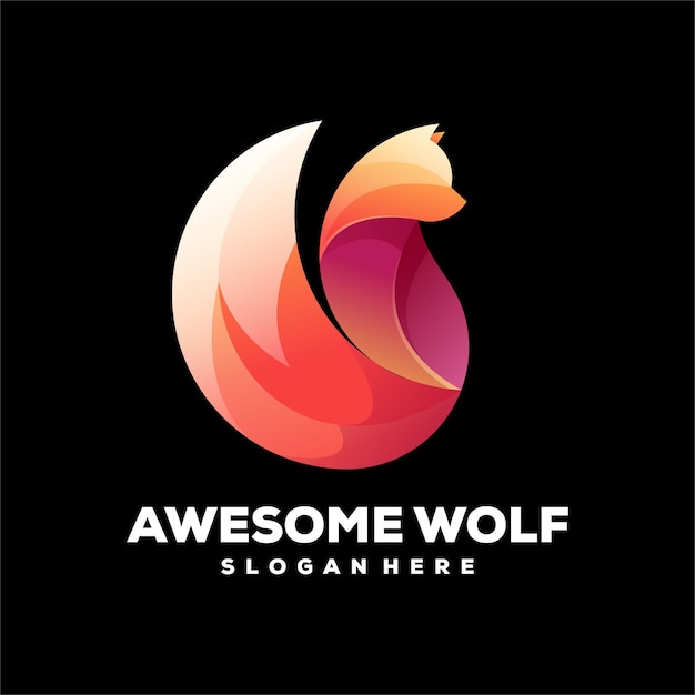 Awesome wolf gradient logo design