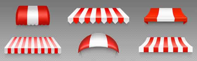 Бесплатное векторное изображение Навесы для магазинов, палатки, навесы, тенты уличного рынка