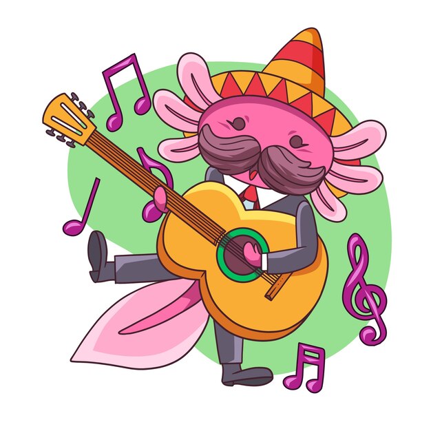 Axolotl playing guitar