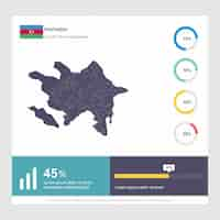 Vettore gratuito modello di infografica mappa e bandiera dell'azerbaigian