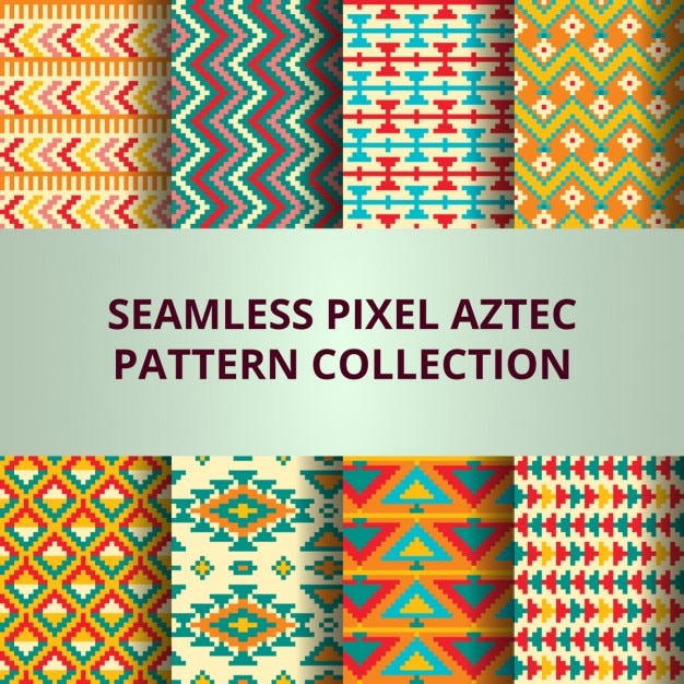 Free vector aztec fantastic pixel pattern