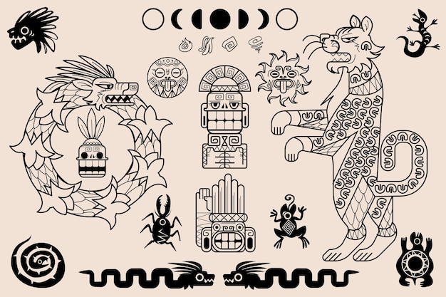 Free Vector aztec and mayan ornaments