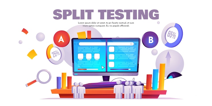 मुफ़्त वेक्टर a b split testing cartoon banner, website comparison