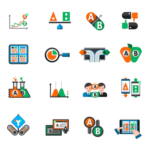 Free vector a-b testing icons set