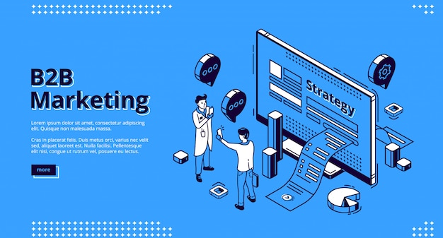 Free vector b2b marketing strategy isometric  web banner