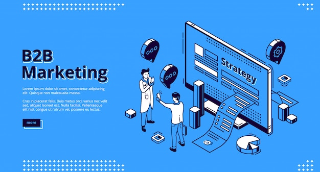 B2B marketing strategy isometric  web banner