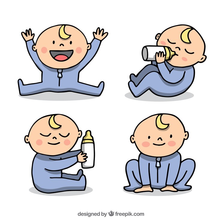 무료 Vector 다른 자세에서 아기 컬렉션