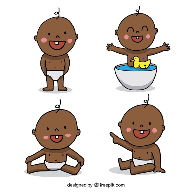 Free vector babies collection in different postures