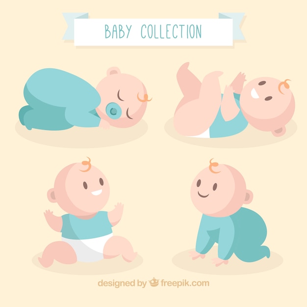 Babies collection in flat style