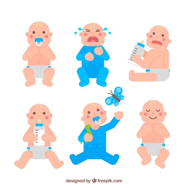 Free vector babies collection in flat style