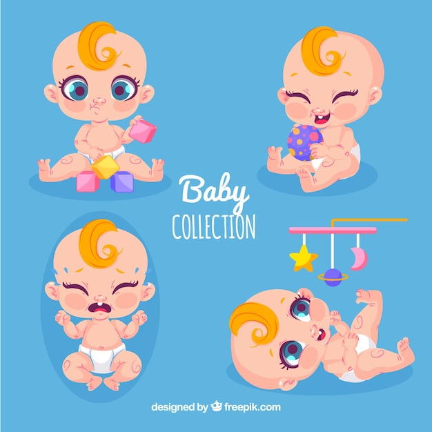 Free vector babies collection in flat style