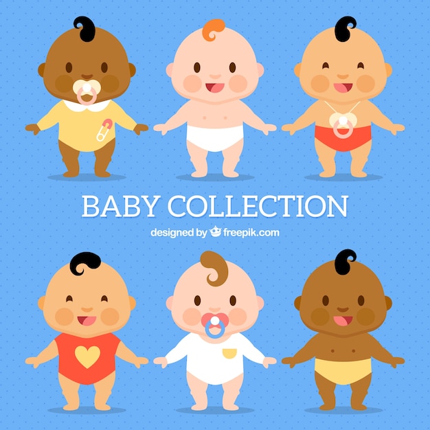 Free vector babies collection in flat style