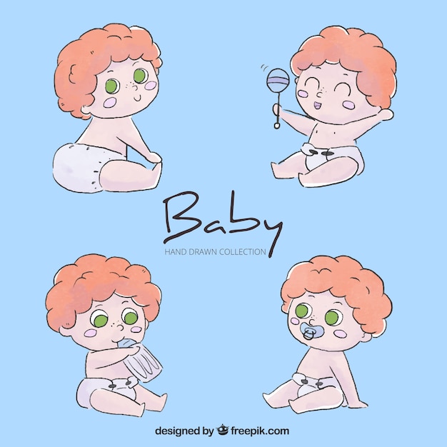 Babies collection in hand drawn style