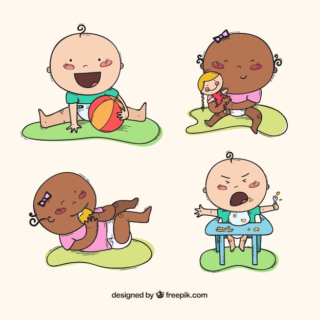 Free vector babies collection in hand drawn style